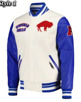 Buffalo Bills Retro Classic Royal and Cream Varsity Jacket
