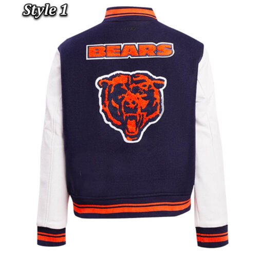 Retro Classic Rib Chicago Bears Varsity Jacket - Image 3