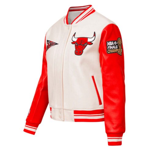 Retro Classic Rib Chicago Bulls Varsity Jacket - Image 5