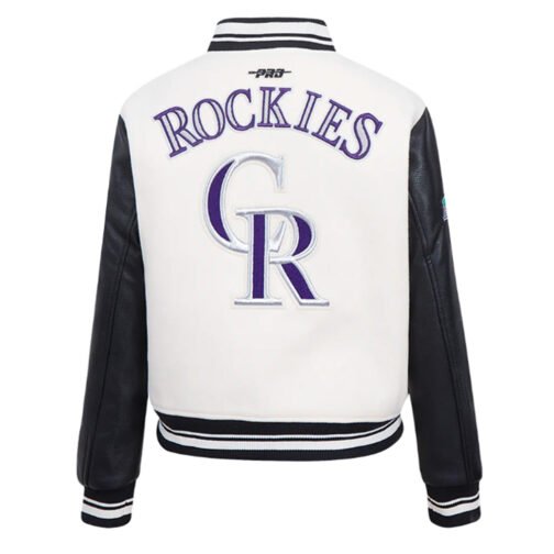 Retro Classic Rib Colorado Rockies Varsity Jacket - Image 3