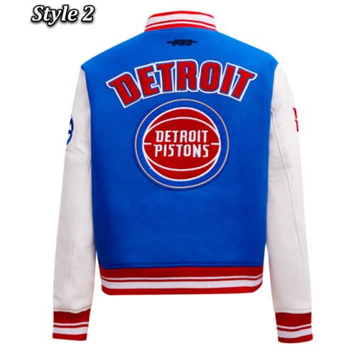 Retro Classic Rib Detroit Pistons Varsity Jacket - Image 4