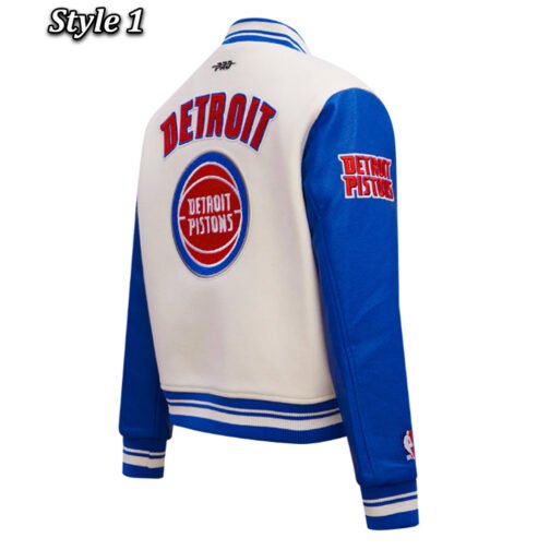 Retro Classic Rib Detroit Pistons Varsity Jacket - Image 7