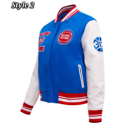 Retro Classic Rib Detroit Pistons Varsity Jacket - Image 6