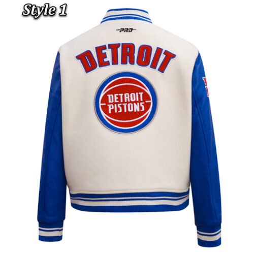 Retro Classic Rib Detroit Pistons Varsity Jacket - Image 3