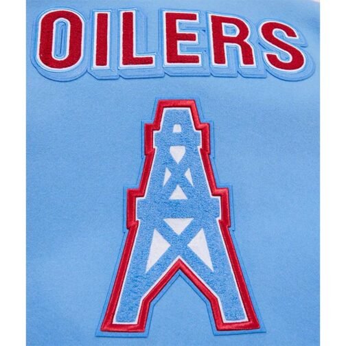 Houston Oilers Retro Classic Rib Varsity Jacket - Image 7