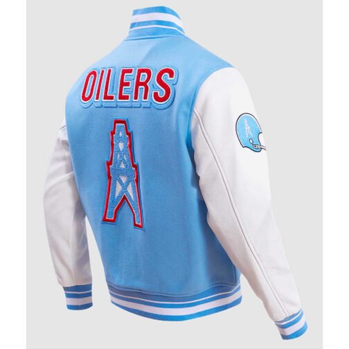Houston Oilers Retro Classic Rib Varsity Jacket - Image 4