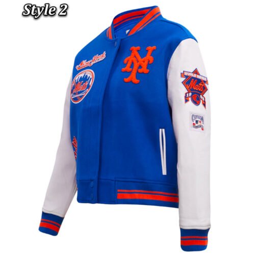 Retro Classic Rib New York Mets Varsity Jacket - Image 6