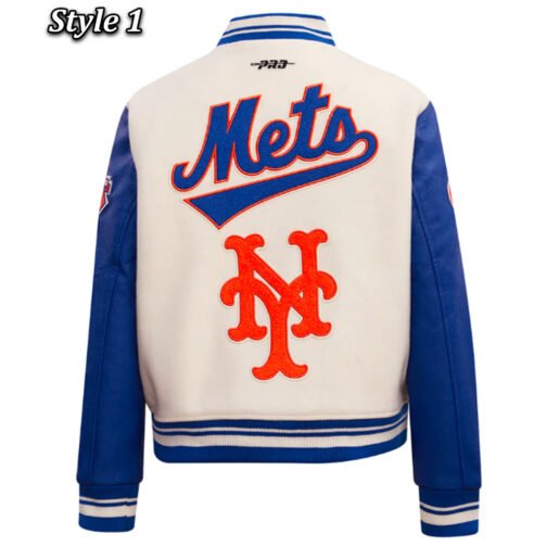 Retro Classic Rib New York Mets Varsity Jacket - Image 3