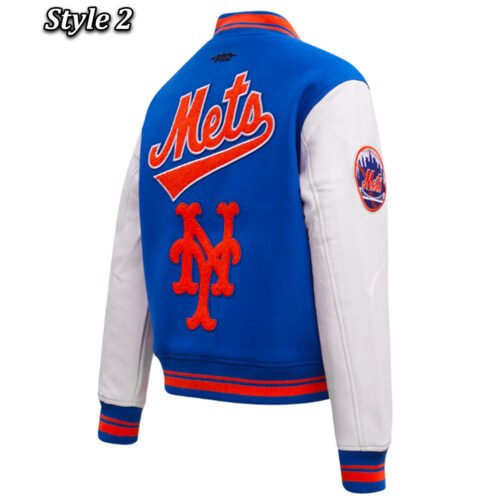 Retro Classic Rib New York Mets Varsity Jacket - Image 8