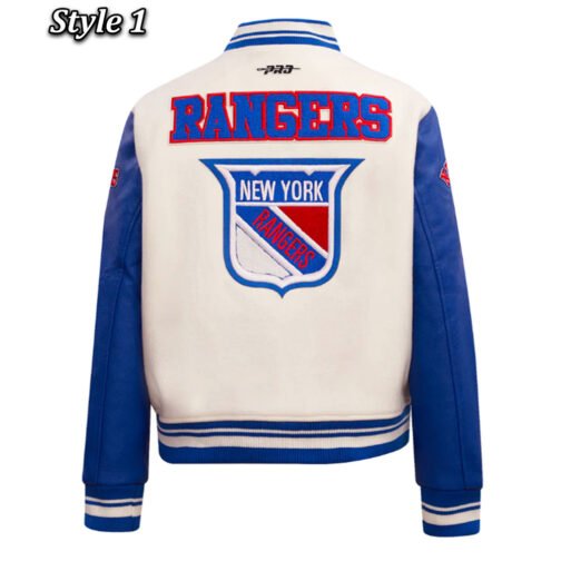 Retro Classic Rib New York Rangers Varsity Jacket - Image 3