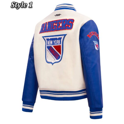 Retro Classic Rib New York Rangers Varsity Jacket - Image 7