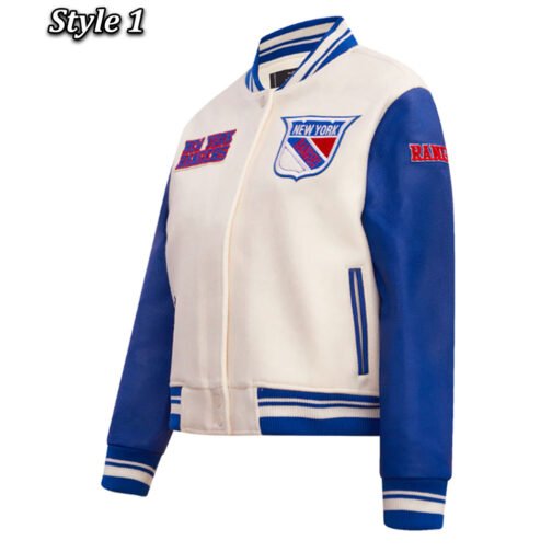 Retro Classic Rib New York Rangers Varsity Jacket - Image 5