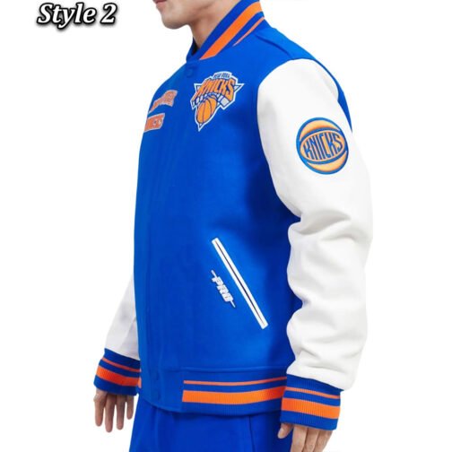 NY Knicks Retro Classic Varsity Jacket - Image 6