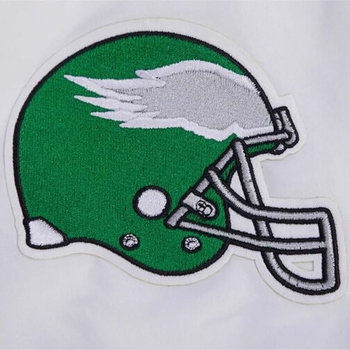 Philadelphia Eagles Retro Classic White Rib Satin Jacket - Image 6