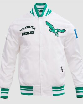 Philadelphia Eagles Retro Classic White Rib Satin Jacket