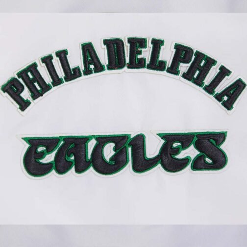 Philadelphia Eagles Retro Classic White Rib Satin Jacket - Image 7