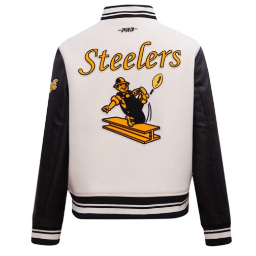 Retro Classic Rib Pittsburgh Steelers Varsity Jacket - Image 3