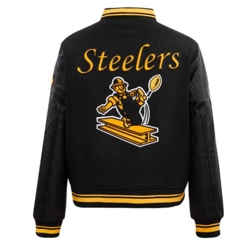 Retro Classic Rib Pittsburgh Steelers Varsity Jacket - Image 4