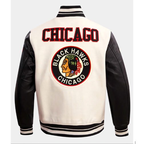 Chicago Blackhawks Retro Classic Rib Varsity Jacket - Image 3