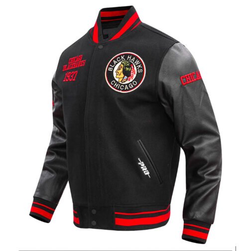 Chicago Blackhawks Retro Classic Rib Varsity Jacket - Image 6