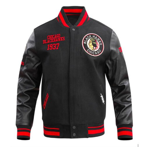 Chicago Blackhawks Retro Classic Rib Varsity Jacket - Image 2