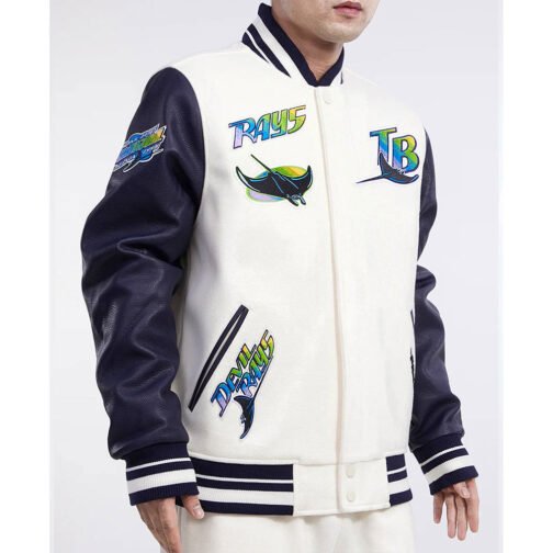 Tampa Devil Rays Retro Classic Rib Varsity Jacket - Image 7