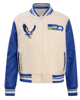 Cream Seattle Seahawks Retro Classic Full-Zip Varsity Jacket