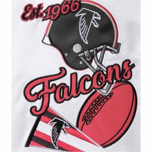 Retro The All-American Atlanta Falcons Red and White Satin Jacket - Image 4