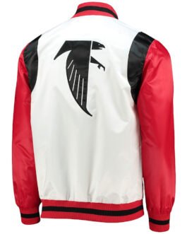 Retro The All-American Atlanta Falcons Red and White Satin Jacket