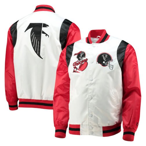 Retro The All-American Atlanta Falcons Red and White Satin Jacket - Image 3