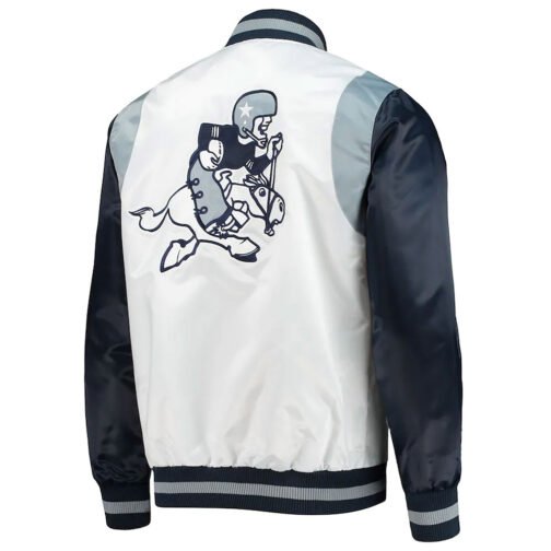 White/Navy Retro The All-american Dallas Cowboys Satin Jacket - Image 2