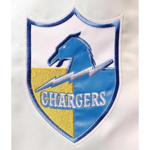 The All-American LA Chargers White/Powder Blue Satin Jacket - Image 4