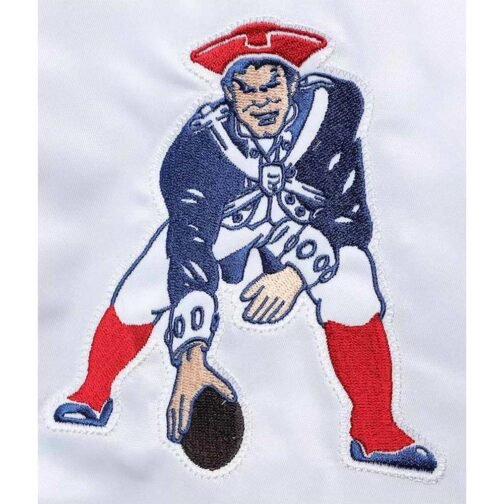 The All-American New England Patriots White/Royal Satin Jacket - Image 4
