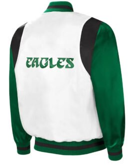 The All-American Retro Philadelphia Eagles White/Kelly Green Satin Jacket