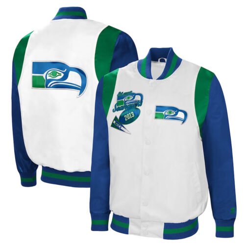Retro The All-American Seattle Seahawks White/Royal Jacket - Image 3