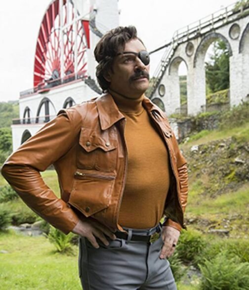 Mindhorn Julian Barratt Brown Leather Jacket - Image 3