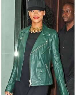 Motorcycle Rihanna Green Leather  Jacket