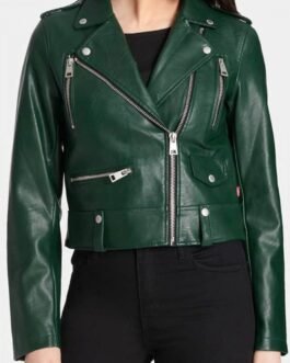 Motorcycle Rihanna Green Leather  Jacket