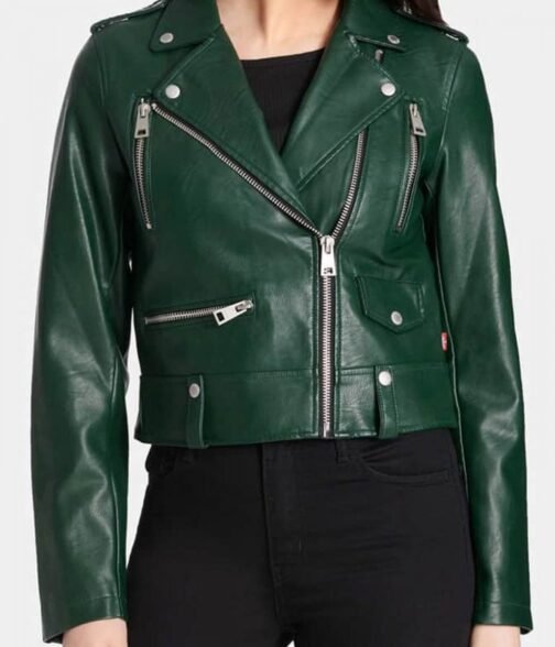 Motorcycle Rihanna Green Leather  Jacket