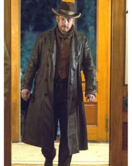 Cole Hauser Yellowstone Double Breasted Leather Coat