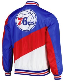 Ripstop Philadelphia 76ers Royal and Red Jacket