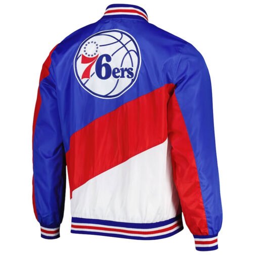 Ripstop Philadelphia 76ers Royal and Red Jacket - Image 2