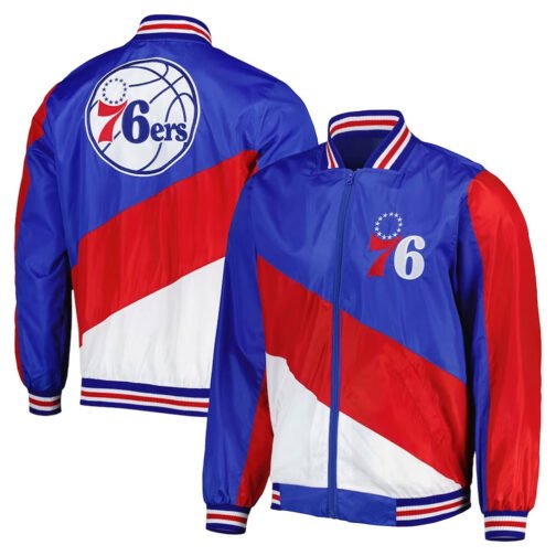 Ripstop Philadelphia 76ers Royal and Red Jacket - Image 3