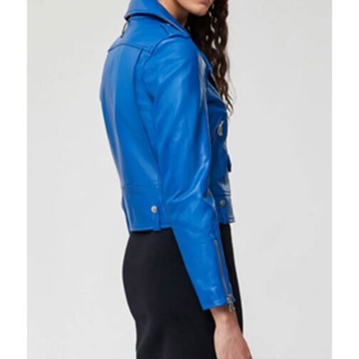 Erinn Westbrook Riverdale Royal Blue Leather Jacket - Image 4