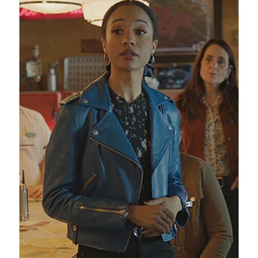 Erinn Westbrook Riverdale Royal Blue Leather Jacket - Image 2