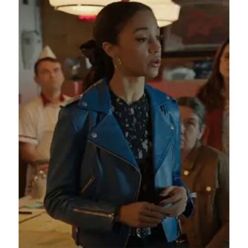 Erinn Westbrook Riverdale Royal Blue Leather Jacket - Image 6