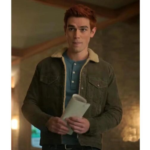 Riverdale Season 6 K.J. Apa Sherpa Corduroy Green Jacket - Image 2