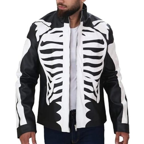 Rob Zombie Skeleton Bones Skull Leather Jacket - Image 5