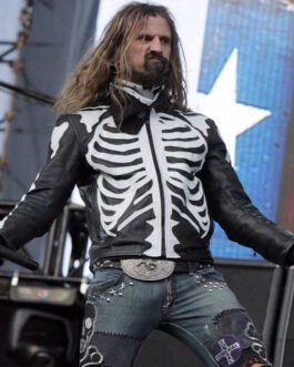 Rob Zombie Skeleton Bones Skull Leather Jacket