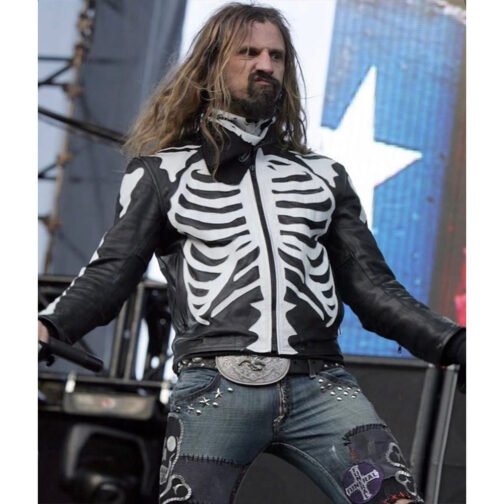 Rob Zombie Skeleton Bones Skull Leather Jacket - Image 2